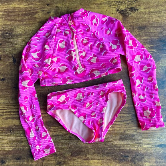 Cat and Jack Girls Bathing suit with Rashguard - Picture 2 of 3